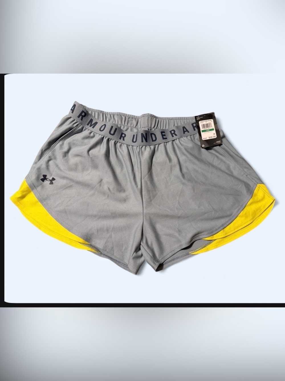 NWT LOFT Women’s Grey Athletic Shorts with Yellow Trim size L